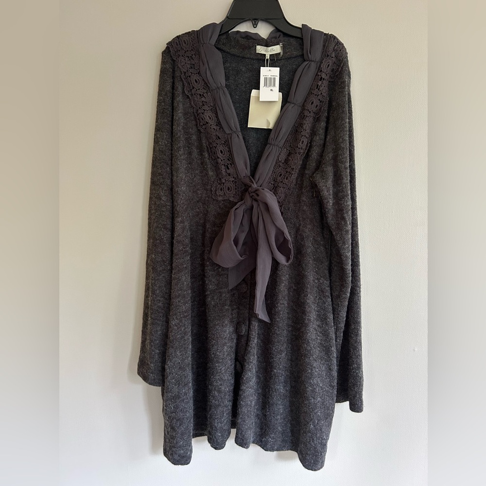 NWT BY STELLA Angora Blend Mixed Media Tunic Sweater Dress Lagenlook Cottage XL - Picture 3 of 11